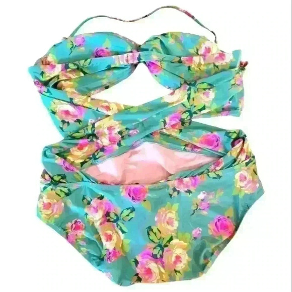 J.Crew Crisscross Cutout Bandeau One-Piece In Rose Garden Plus Size 22 NWTS. - Picture 5 of 7